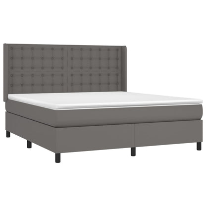 Giroletto a Molle con Materasso Grigio 160x200 cm in Similpelle | homemem39