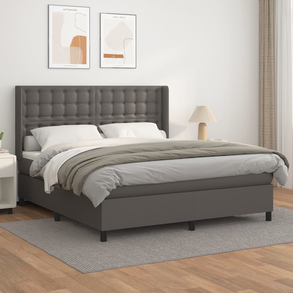 Giroletto a Molle con Materasso Grigio 160x200 cm in Similpelle | homemem39