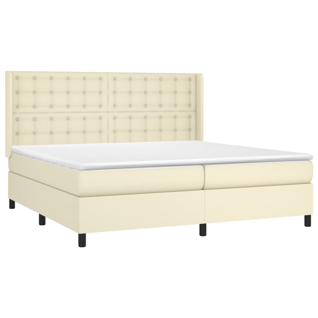 Giroletto a Molle con Materasso Crema 200x200 cm in Similpelle | homemem39