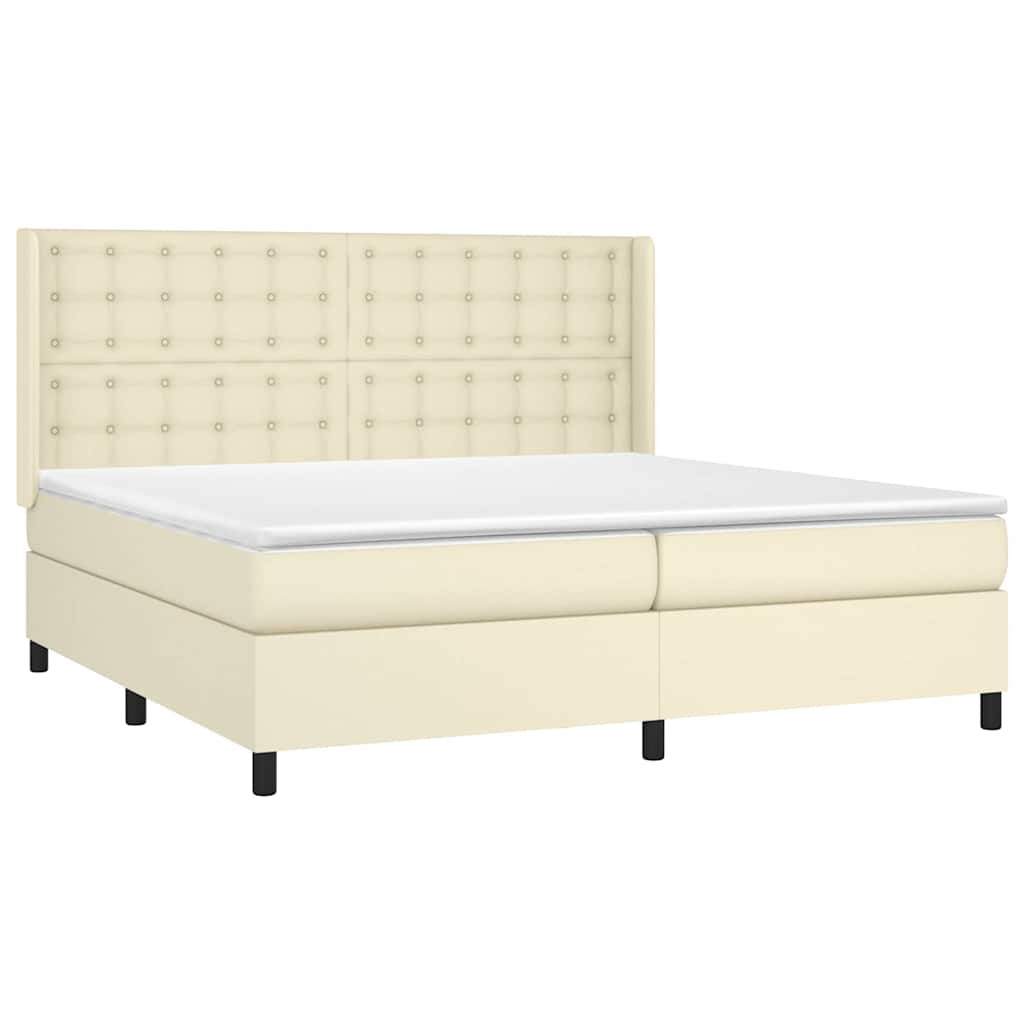Giroletto a Molle con Materasso Crema 200x200 cm in Similpelle
