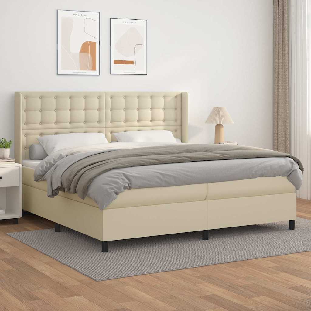 Giroletto a Molle con Materasso Crema 200x200 cm in Similpelle