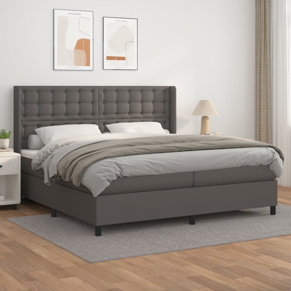 Giroletto a Molle con Materasso Grgio 200x200 cm in Similpelle | homemem39