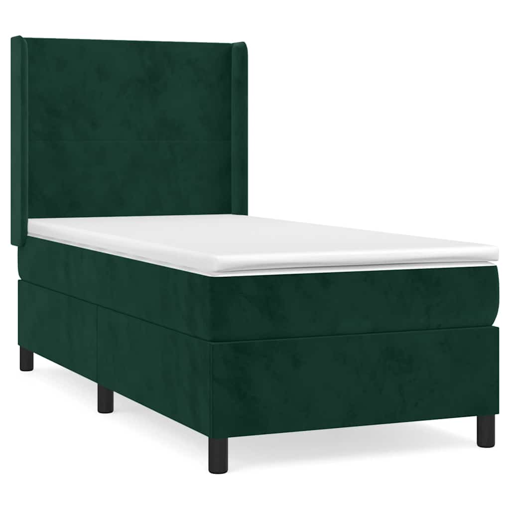 Giroletto a Molle con Materasso Verde Scuro 80x200 cm Velluto | homemem39