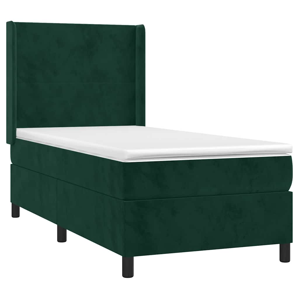 Giroletto a Molle con Materasso Verde Scuro 90x190 cm Velluto | homemem39