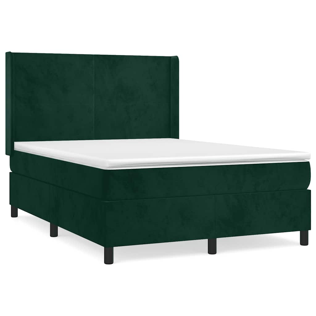 Giroletto a Molle con Materasso Verde Scuro 140x190 cm Velluto | homemem39