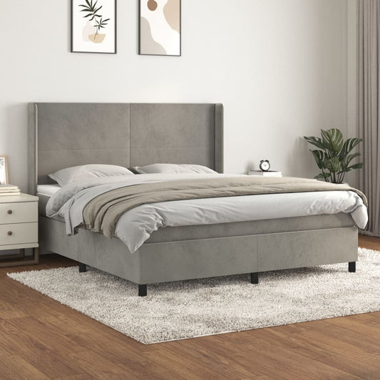 Giroletto a Molle con Materasso Grigio Chiaro 160x200cm Velluto - homemem39