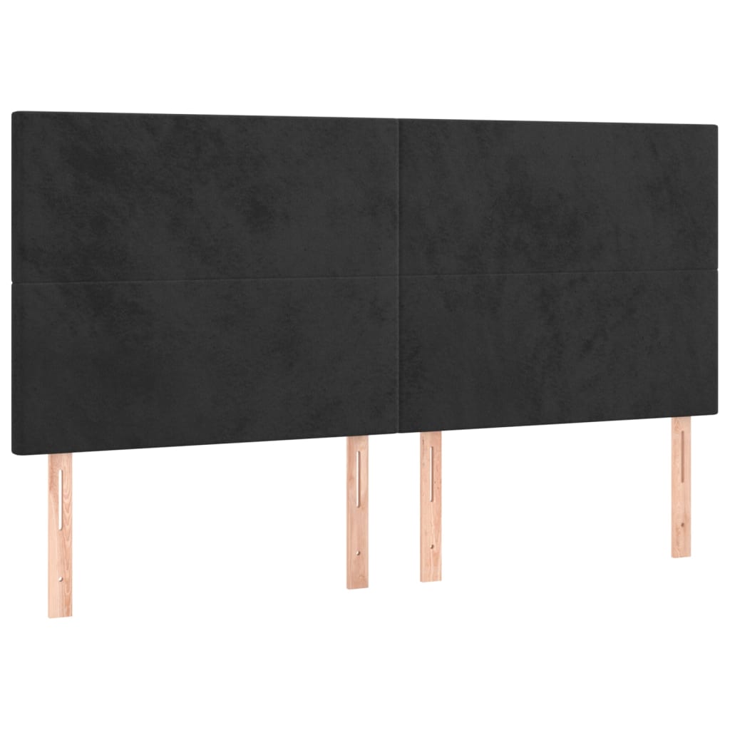 Giroletto a Molle con Materasso Nero 160x200 cm in Velluto | homemem39