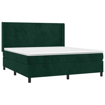 Giroletto a Molle con Materasso Verde Scuro 160x200 cm Velluto | homemem39