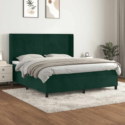 Giroletto a Molle con Materasso Verde Scuro 160x200 cm Velluto | homemem39