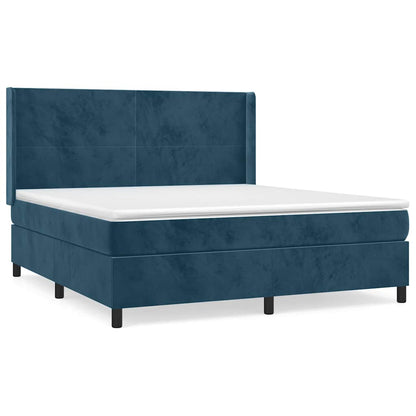 Giroletto a Molle con Materasso Blu Scuro 160x200 cm in Velluto | homemem39
