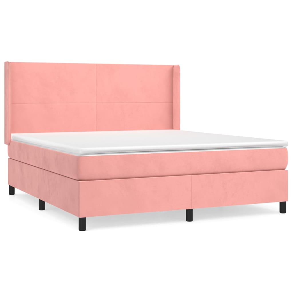 Giroletto a Molle con Materasso Rosa 180x200 cm in Velluto | homemem39