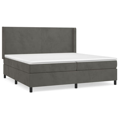 Giroletto a Molle con Materasso Grigio Scuro 200x200 cm Velluto | homemem39