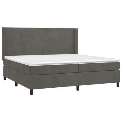 Giroletto a Molle con Materasso Grigio Scuro 200x200 cm Velluto | homemem39