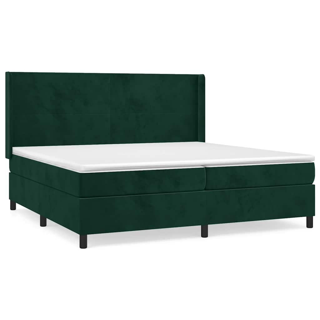 Giroletto a Molle con Materasso Verde Scuro 200x200 cm Velluto | homemem39