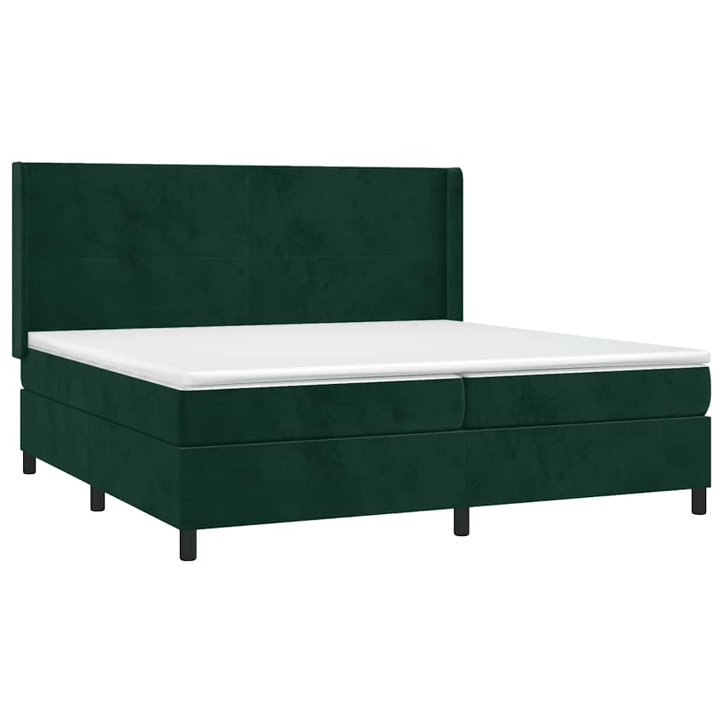 Giroletto a Molle con Materasso Verde Scuro 200x200 cm Velluto | homemem39