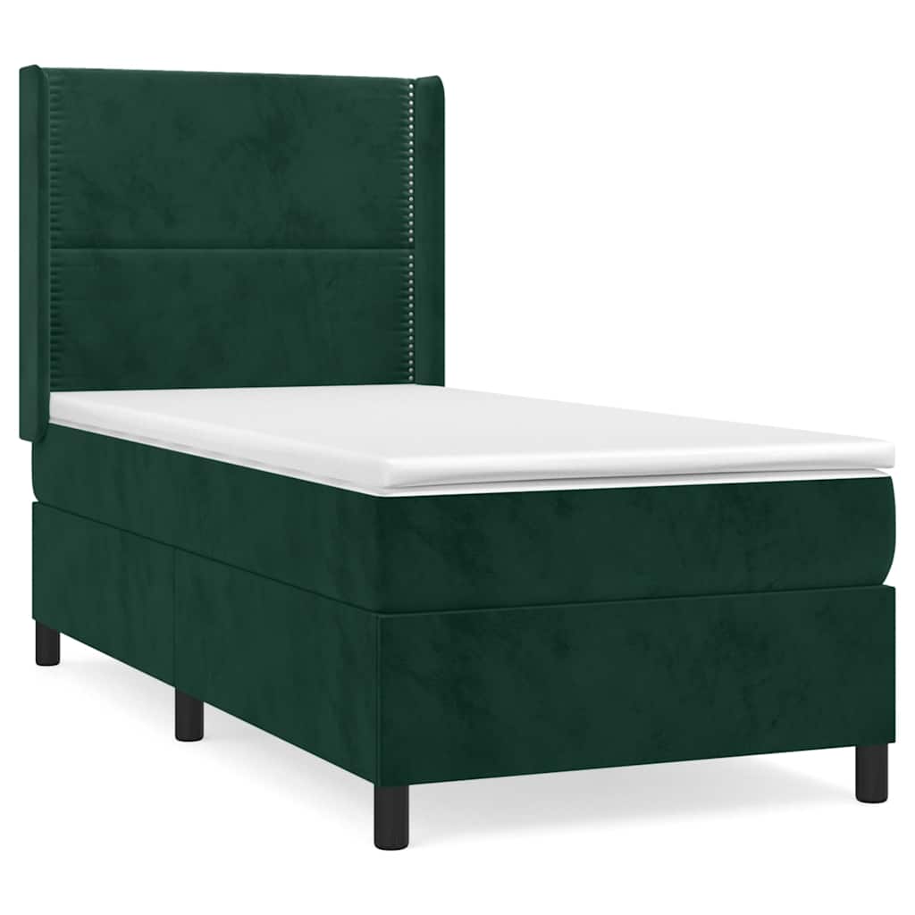 Giroletto a Molle con Materasso Verde Scuro 100x200 cm Velluto | homemem39