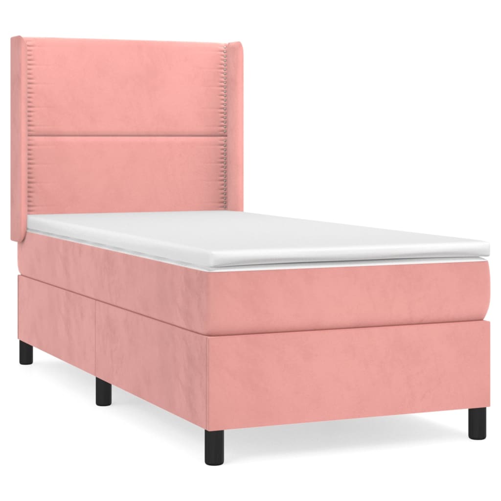Giroletto a Molle con Materasso Rosa 100x200 cm in Velluto | homemem39