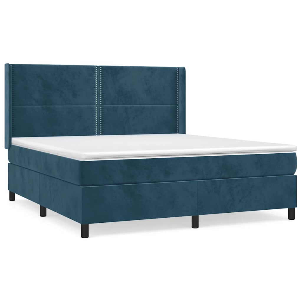 Giroletto a Molle con Materasso Blu Scuro 160x200 cm in Velluto | homemem39