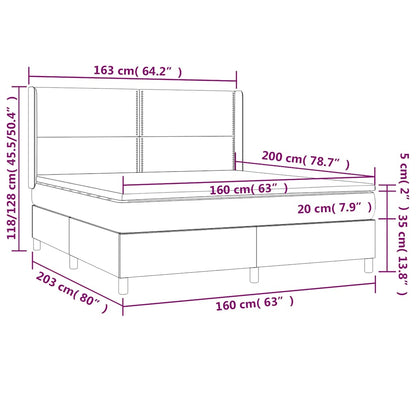 Giroletto a Molle con Materasso Blu Scuro 160x200 cm in Velluto | homemem39