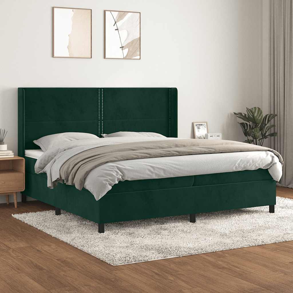 Giroletto a Molle con Materasso Verde Scuro 200x200 cm Velluto | homemem39