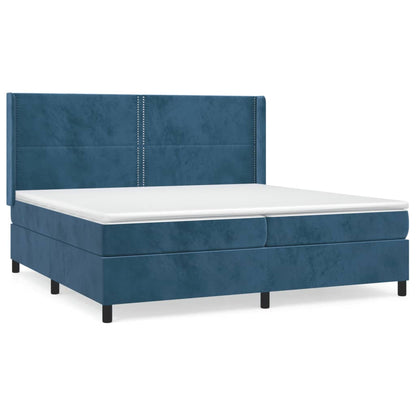 Giroletto a Molle con Materasso Blu Scuro 200x200 cm in Velluto | homemem39