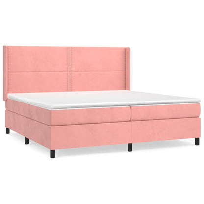 Giroletto a Molle con Materasso Rosa 200x200 cm in Velluto | homemem39