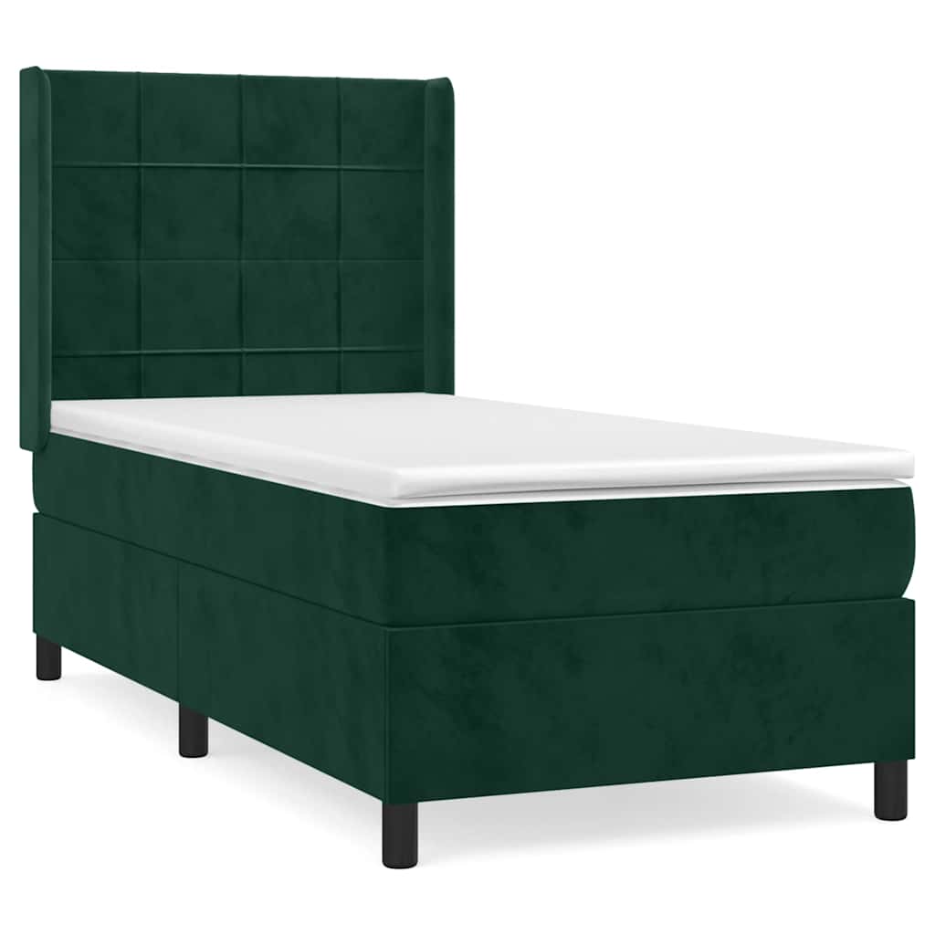 Giroletto a Molle con Materasso Verde Scuro 80x200 cm Velluto | homemem39