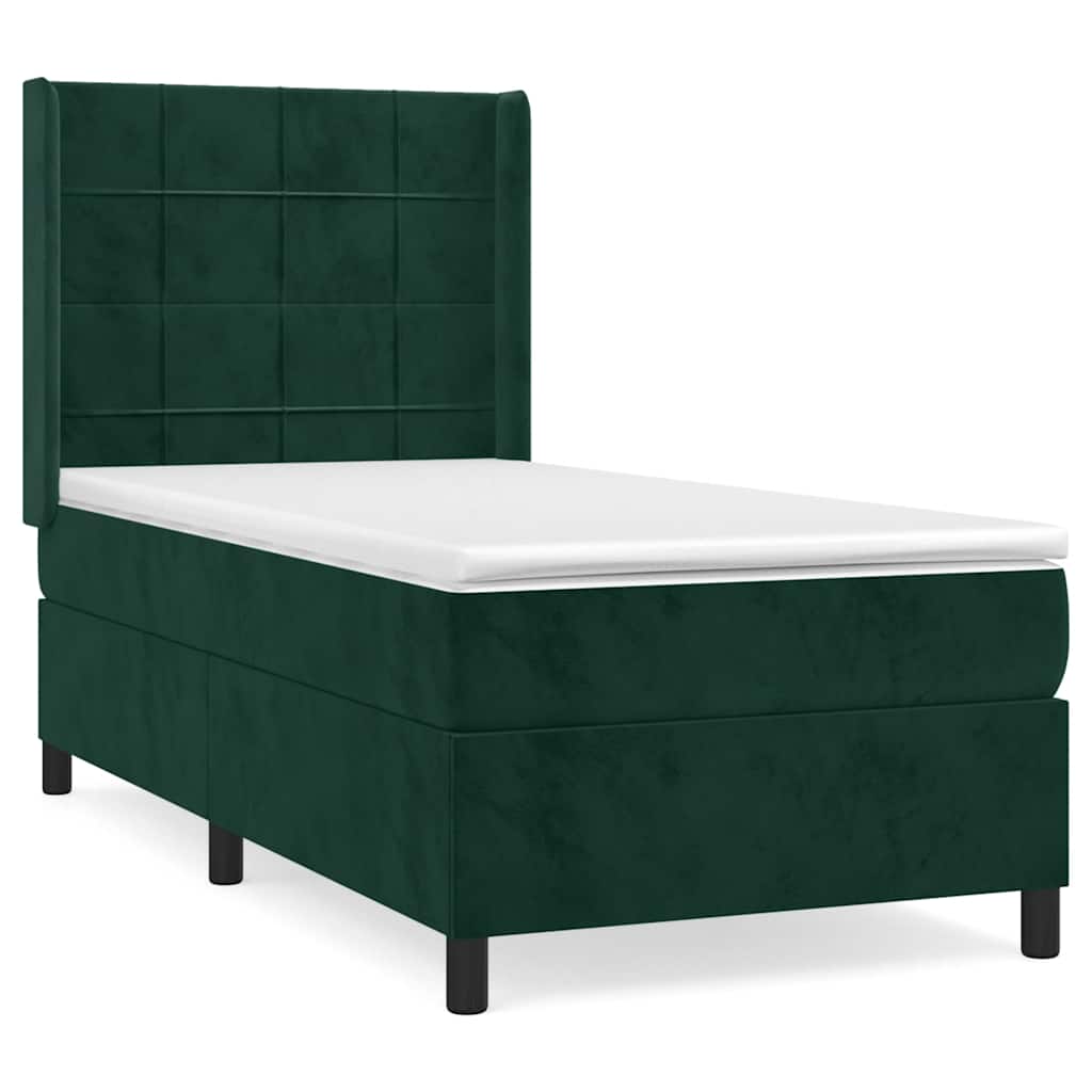 Giroletto a Molle con Materasso Verde Scuro 100x200 cm Velluto | homemem39