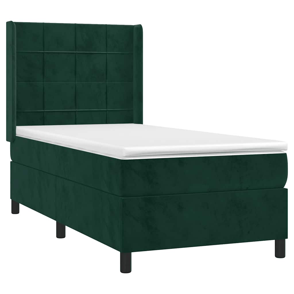 Giroletto a Molle con Materasso Verde Scuro 100x200 cm Velluto | homemem39