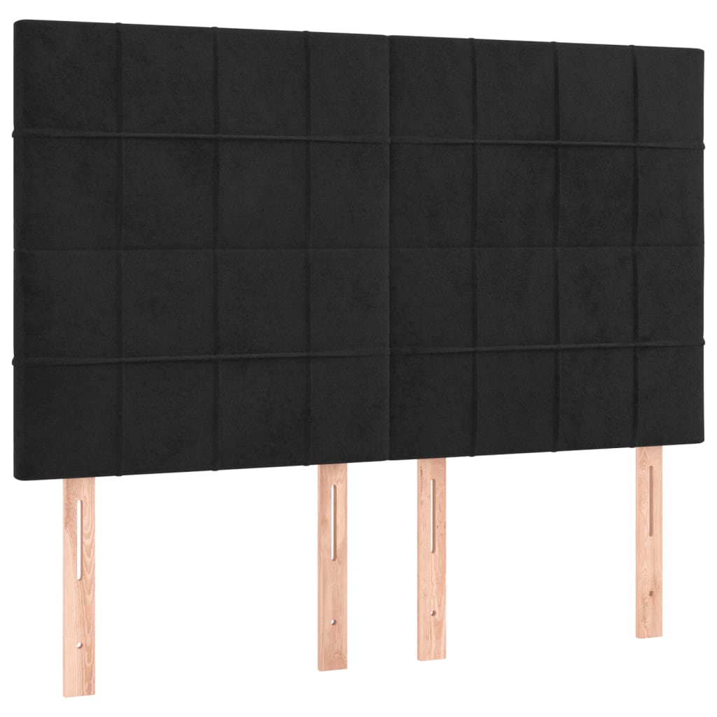 Giroletto a Molle con Materasso Nero 140x190 cm in Velluto | homemem39