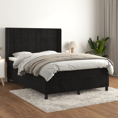 Giroletto a Molle con Materasso Nero 140x190 cm in Velluto | homemem39