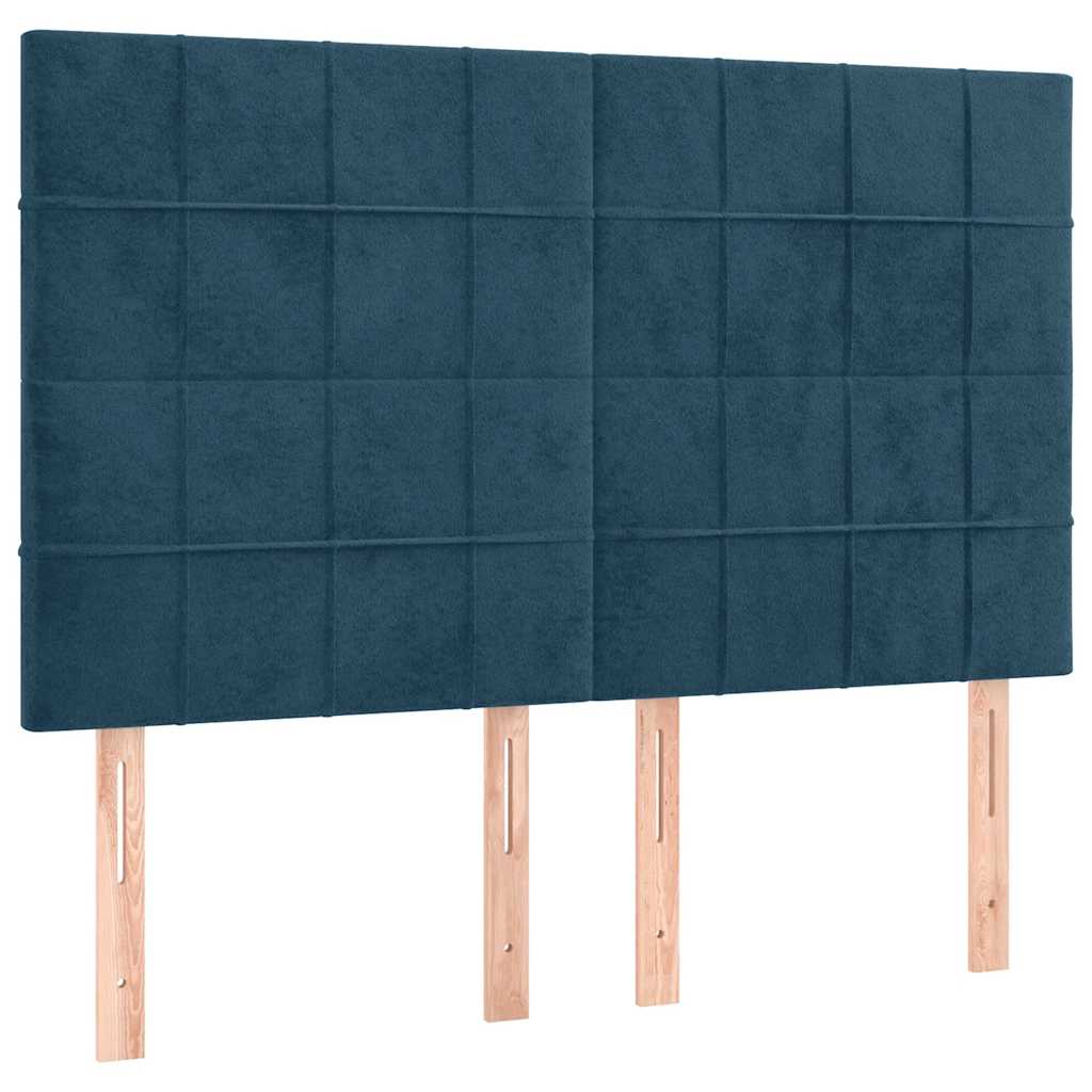 Giroletto a Molle con Materasso Blu Scuro 140x190 cm in Velluto | homemem39