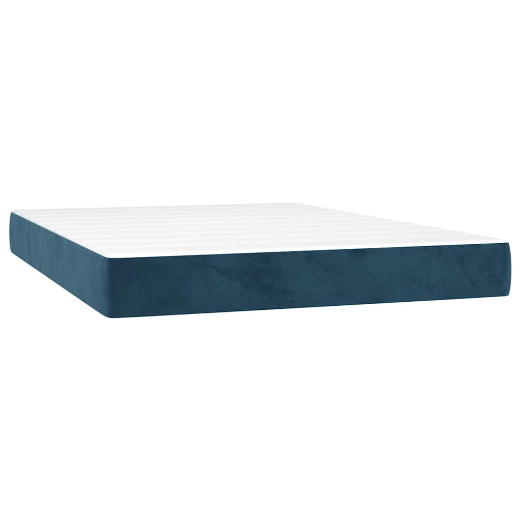 Giroletto a Molle con Materasso Blu Scuro 140x200 cm in Velluto | homemem39