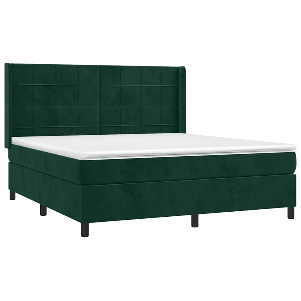 Giroletto a Molle con Materasso Verde Scuro 180x200 cm Velluto | homemem39