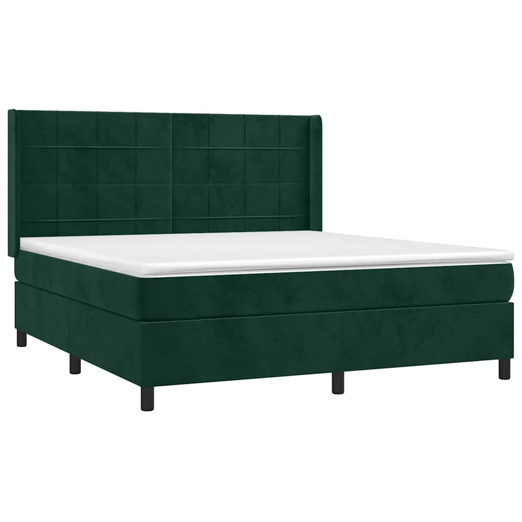 Giroletto a Molle con Materasso Verde Scuro 180x200 cm Velluto