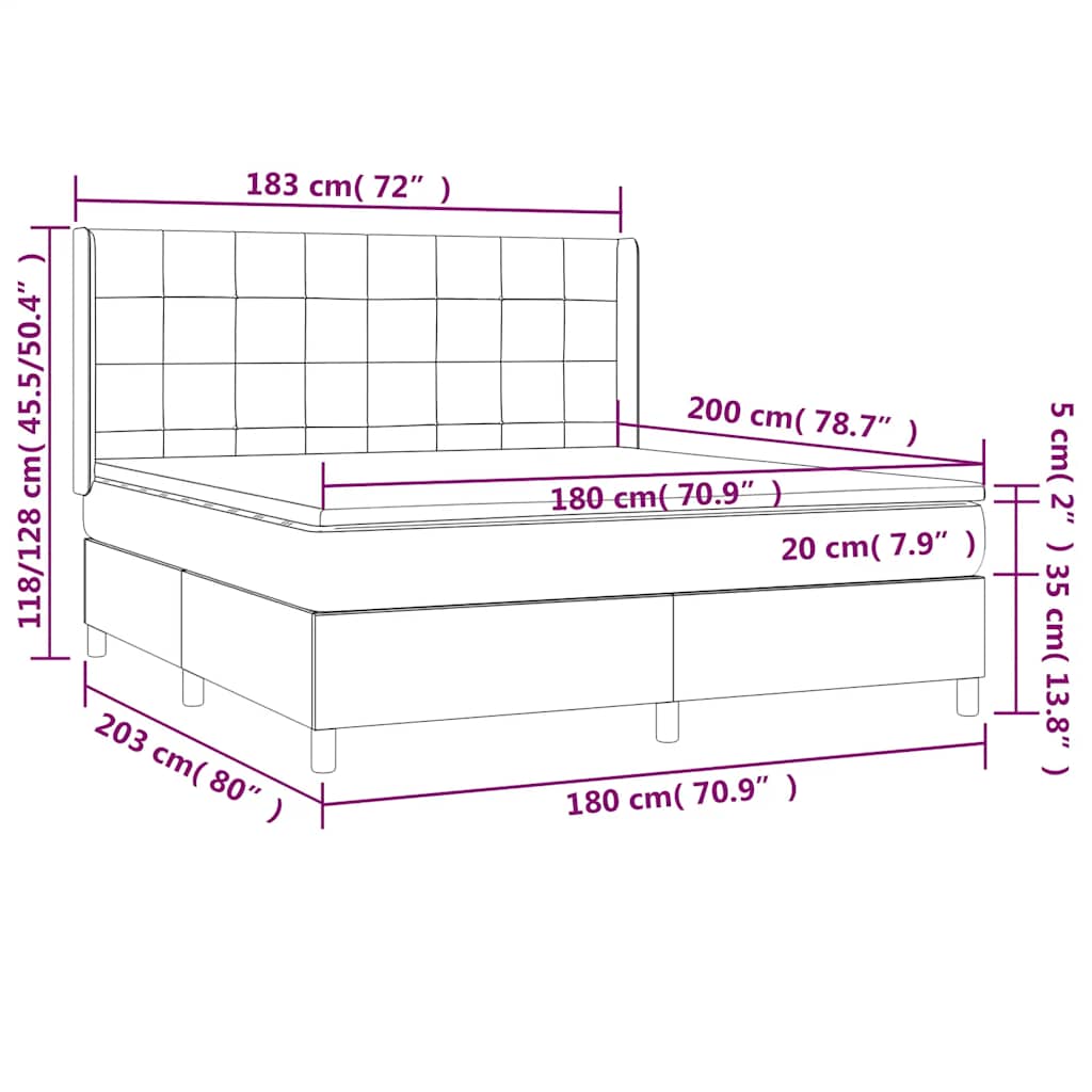 Giroletto a Molle con Materasso Verde Scuro 180x200 cm Velluto | homemem39