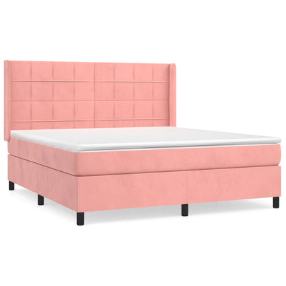 Giroletto a Molle con Materasso Rosa 180x200 cm in Velluto | homemem39