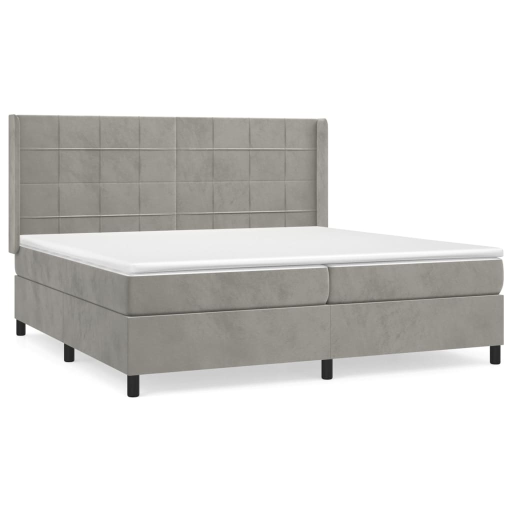 Giroletto a Molle con Materasso Grigio Chiaro 200x200cm Velluto | homemem39