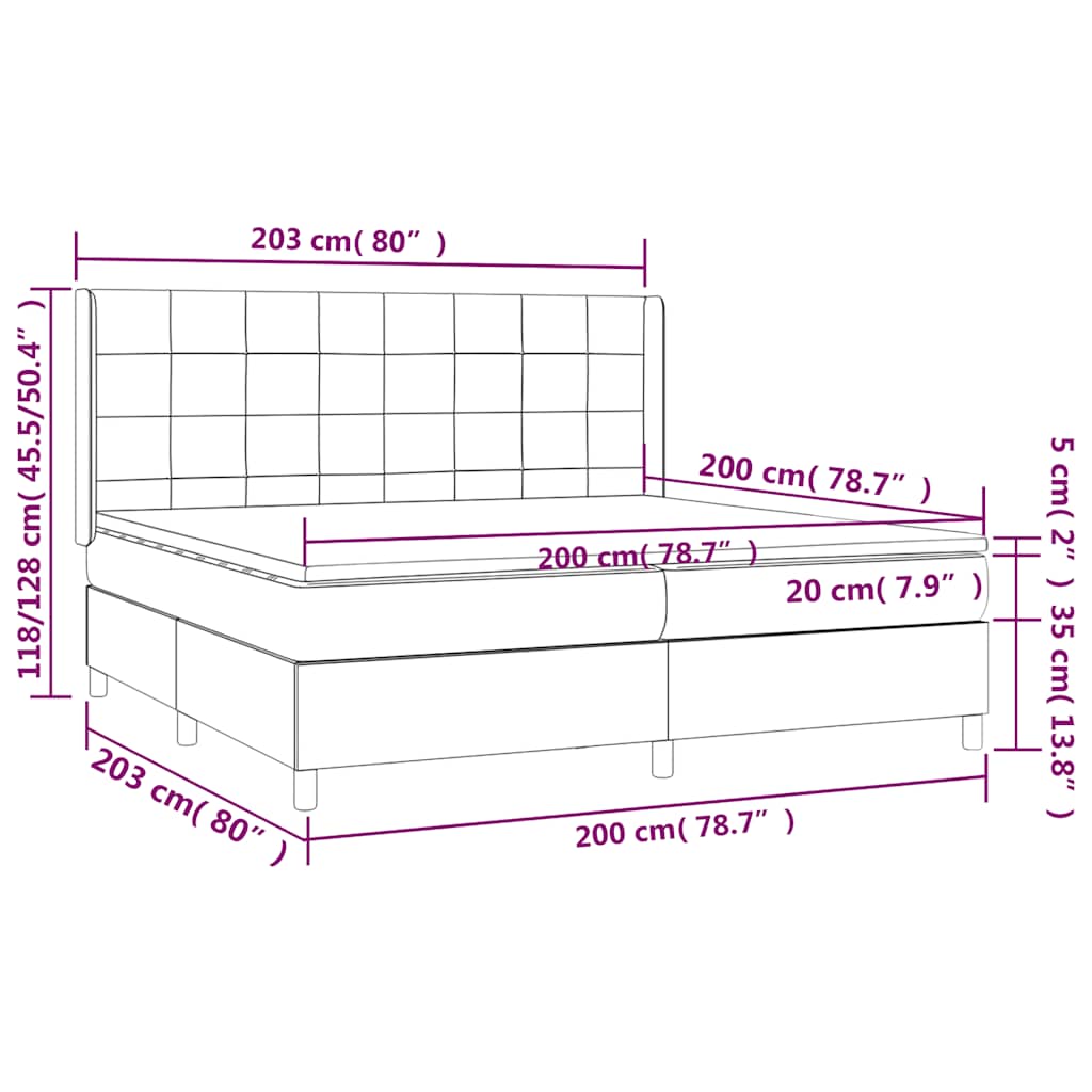 Giroletto a Molle con Materasso Blu Scuro 200x200 cm in Velluto | homemem39