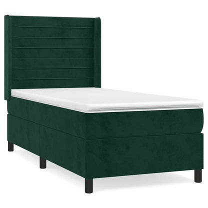 Giroletto a Molle con Materasso Verde Scuro 90x190 cm Velluto | homemem39