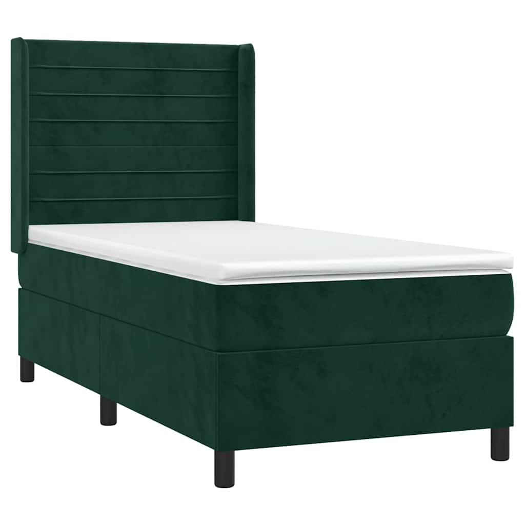 Giroletto a Molle con Materasso Verde Scuro 90x190 cm Velluto | homemem39