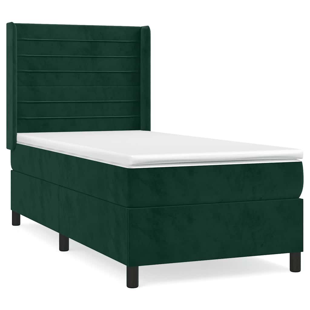 Giroletto a Molle con Materasso Verde Scuro 90x200 cm Velluto | homemem39