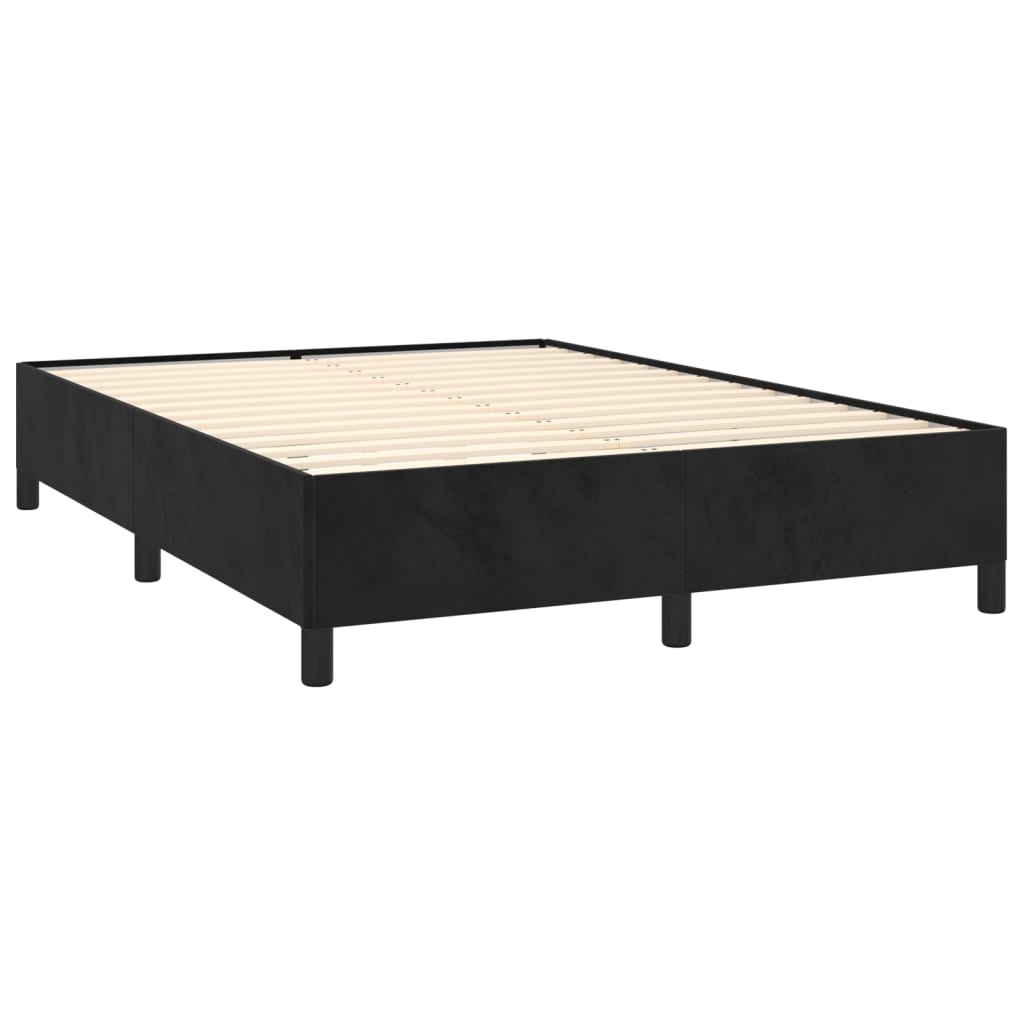 Spring bed frame with black mattress 140x200 cm in velvet