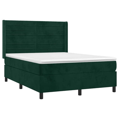 Giroletto a Molle con Materasso Verde Scuro 140x200 cm Velluto | homemem39