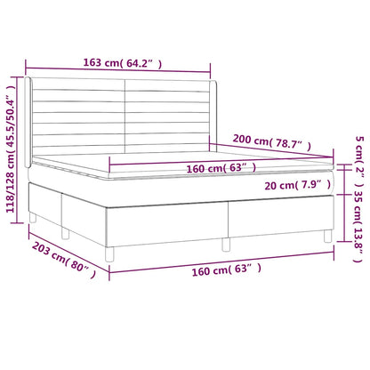 Giroletto a Molle con Materasso Blu Scuro 160x200 cm in Velluto | homemem39