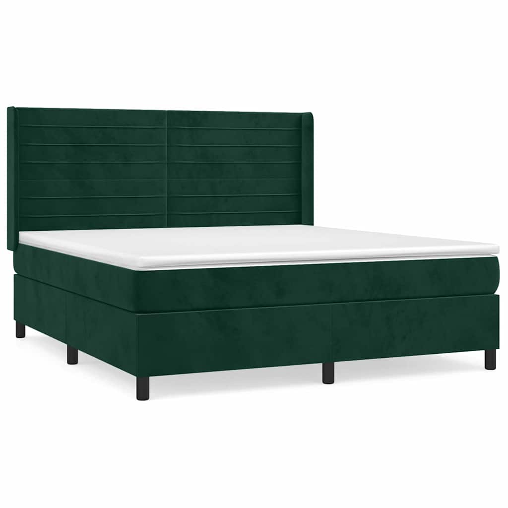 Giroletto a Molle con Materasso Verde Scuro 180x200 cm Velluto | homemem39