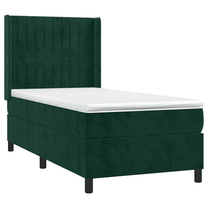 Giroletto a Molle con Materasso Verde Scuro 80x200 cm Velluto | homemem39