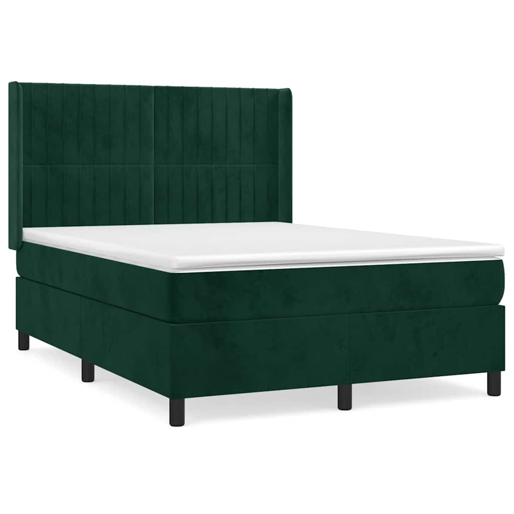 Giroletto a Molle con Materasso Verde Scuro 140x190 cm Velluto | homemem39