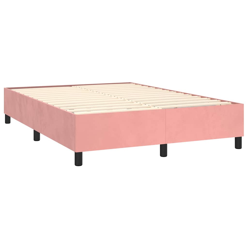 Giroletto a Molle con Materasso Rosa 140x190 cm in Velluto | homemem39