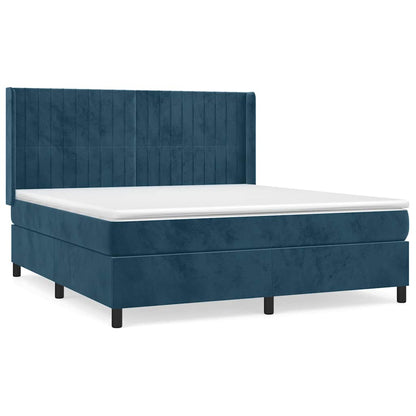 Giroletto a Molle con Materasso Blu Scuro 160x200 cm in Velluto | homemem39